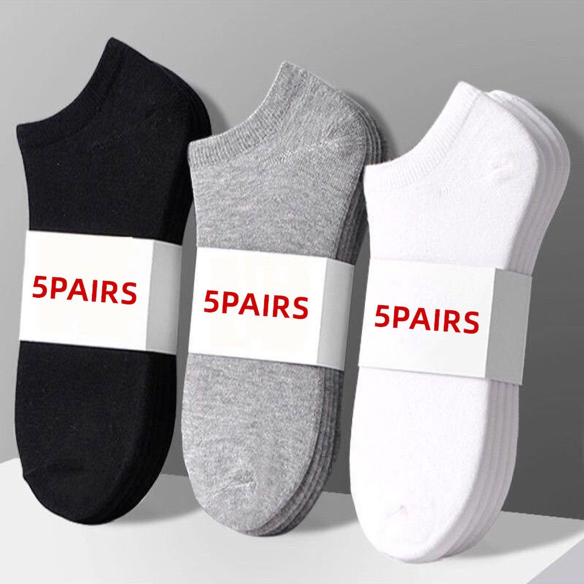 Socks Ankle Men - 5 Çift Unisex Günlük Düz Renk