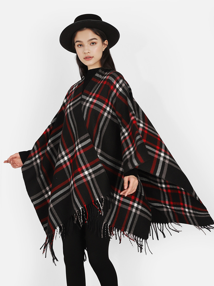 Mens Fashion Poncho - Kışlık Kadın Erkek Atkı Katmanlı Panço