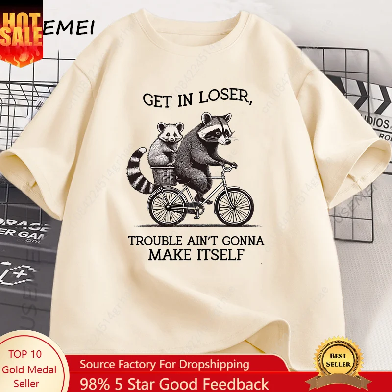 Graphic Tee Oversized - Get in Loser T Shirt Komik