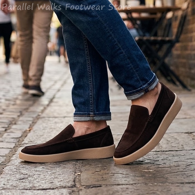 Suede Loafers Men - Erkek Süet Slip-On Loafer'lar Moc Toe