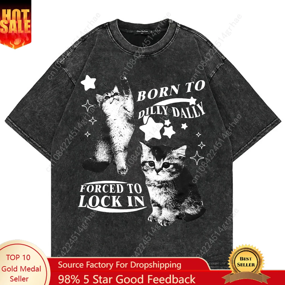 Graphic Tee Oversized - %100 Pamuk Vintage Yıkanmış Y2K Komik