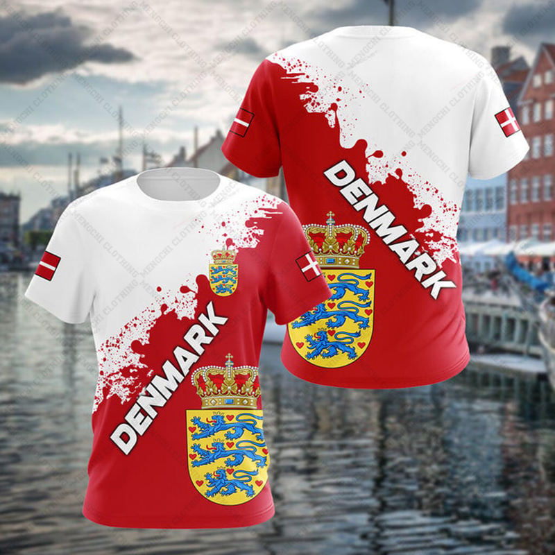 Graphic Tee Oversized - Özel Yazlık Günlük Danimarka Kalkanı Grafikli