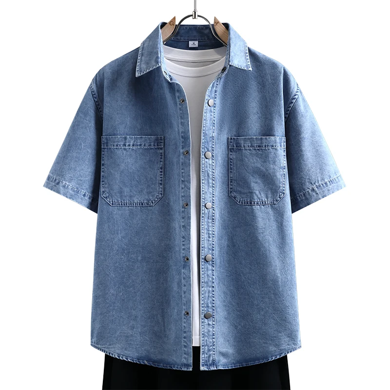 Mens Fashion Denim - Erkek İnce Kot Gömlek Yeni Yaz
