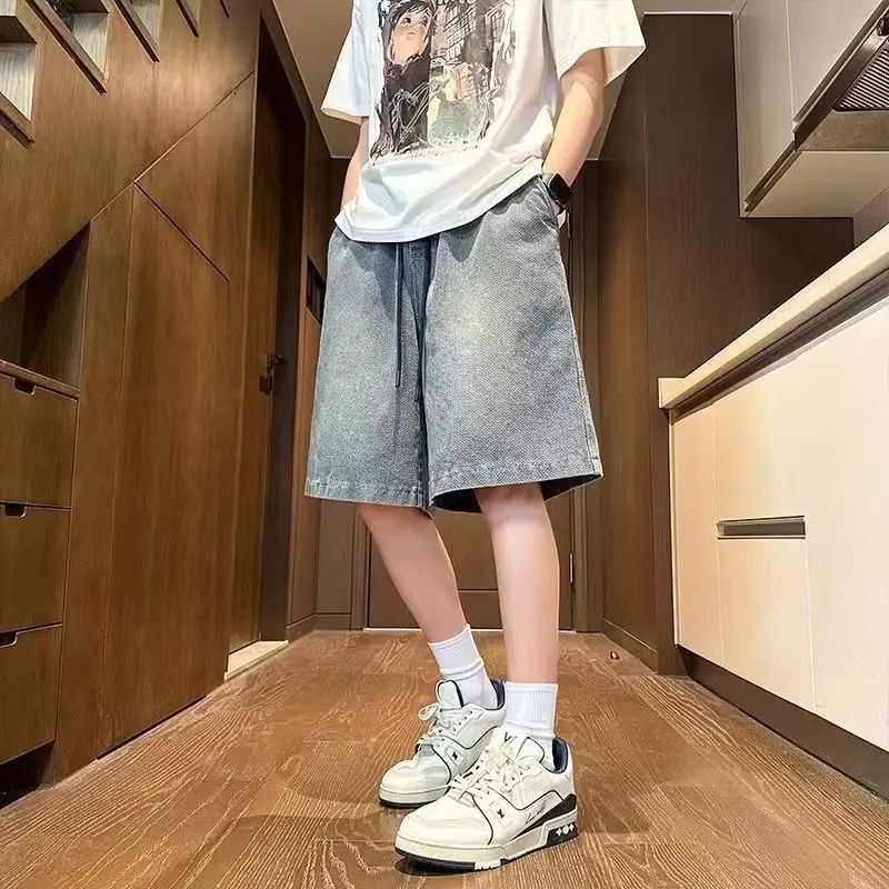 Men'S Fashion With Baggy Jeans - Erkek Şort Kot Mavi Denim Jorts