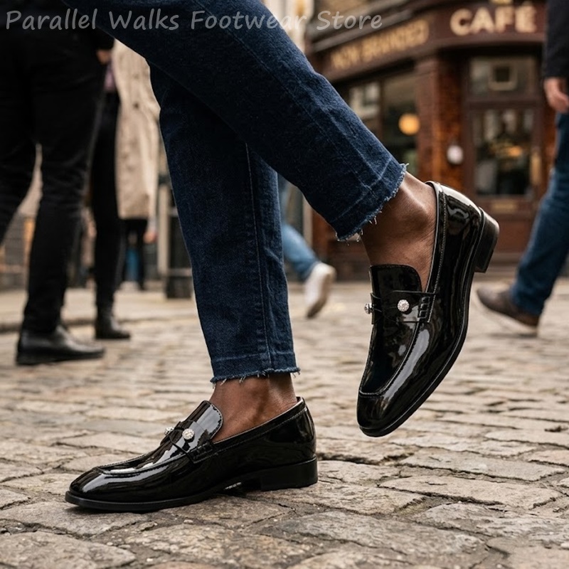 Suede Loafers Men - Erkek Siyah Rugan Görünümlü Süet Takma