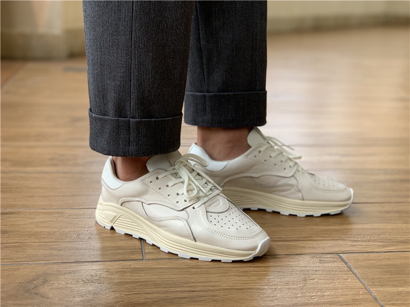 Mens Fashion Chinos - Yuvarlak burunlu bağcıklı rahat beyaz kalın
