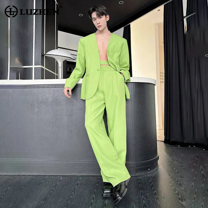 Men Fashion Elegant - LUZHEN 2026 Bahar Yeni Düz Renk