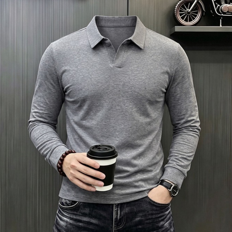 Men'S Fashion Polo - Erkek İş Günlük Uzun Kollu Tişört