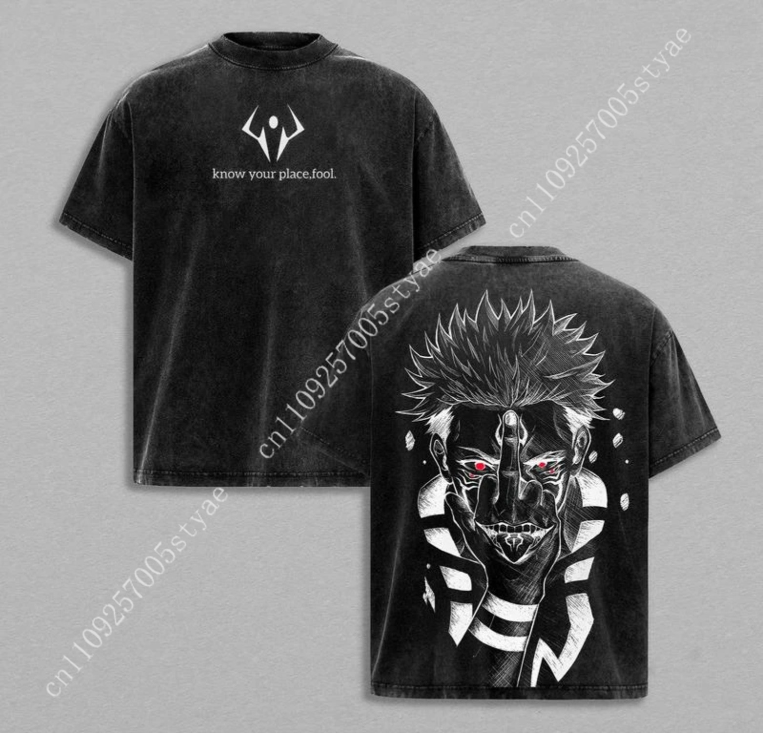 Graphic Tee Oversized - Anime Ryomen Sukuna Grafik Baskılı Tişört
