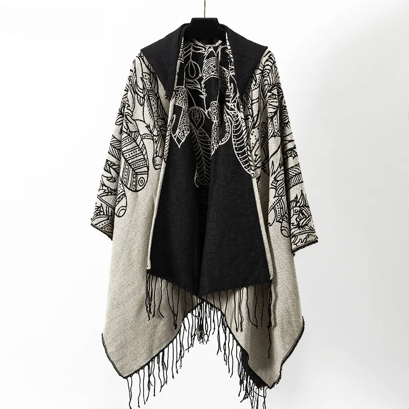 Mens Fashion Poncho - Vintage Püskül Pelerin Ceket Saçak Panço