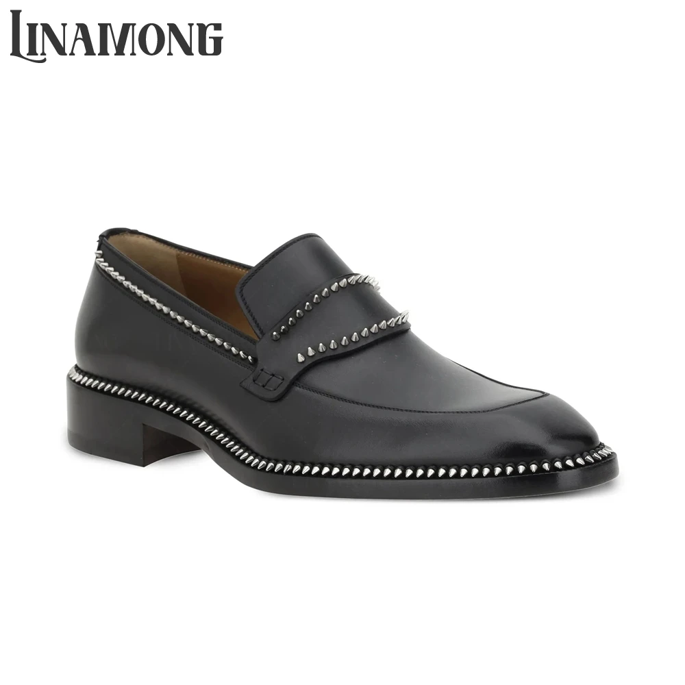 Suede Loafers Men - Siyah Sivri Burunlu Badem Ayakkabıları Gümüş