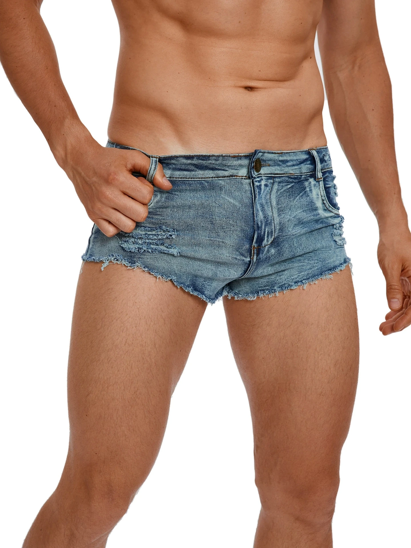 Mens Fashion Denim - Erkek Düşük Bel Kot Şort Moda