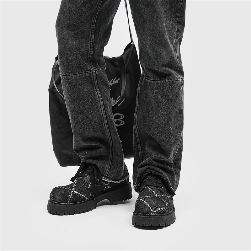 Mens Fashion Denim - Erkek Sonbahar Şık Kalın Tabanlı Bağcıklı