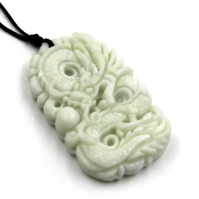 Doğal Beyaz yeşim Ejderha Phoe - Men'S Fashion Necklaces incelemesi ve fiyatı