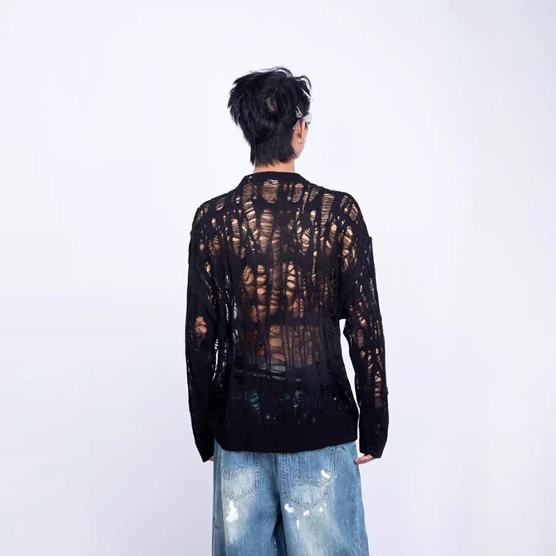 Vintage Yırtık Hollow Out Örgü - Mens Fashion Mullet incelemesi ve fiyatı