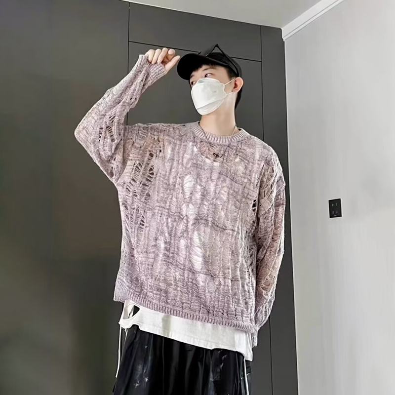 Vintage Yırtık Hollow Out Örgü - Mens Fashion Mullet incelemesi ve fiyatı
