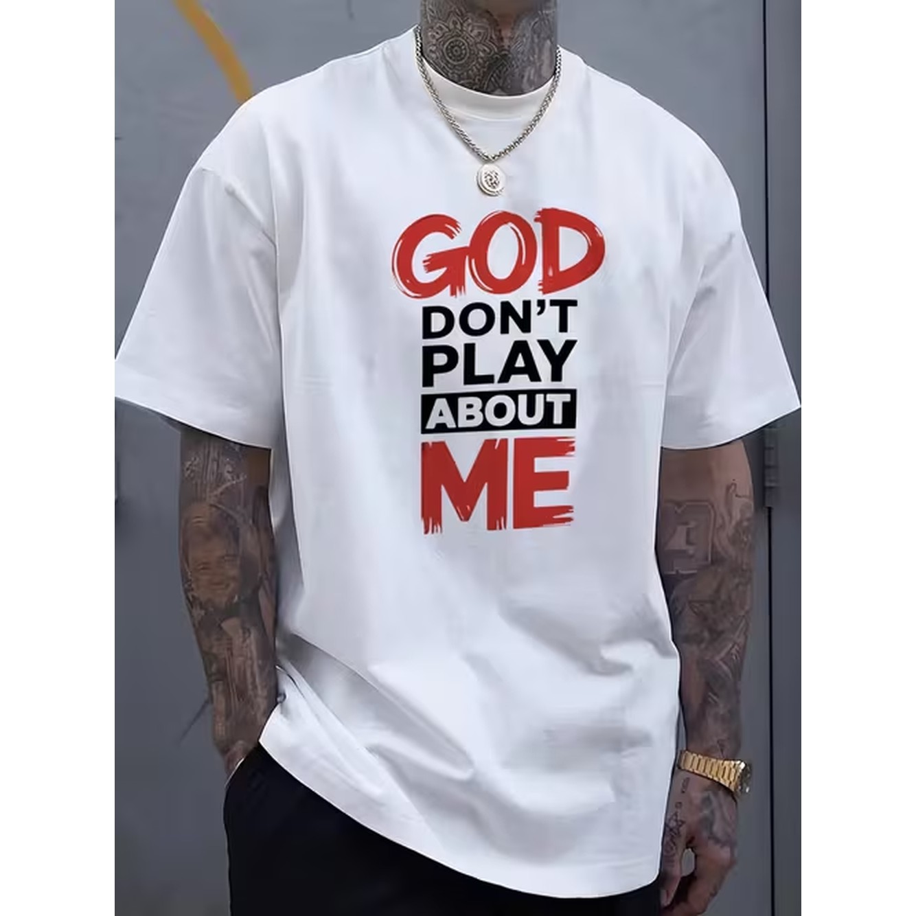 Tanrı Benimle Oynamaz Yazılı G - Graphic Tee Oversized incelemesi ve fiyatı